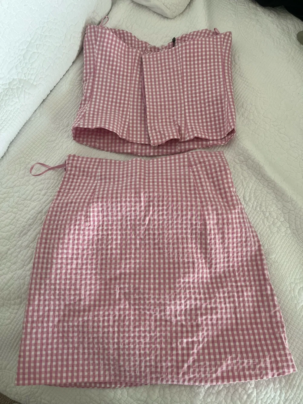 Zara Pink Gingham Two-Piece Slip Set - Picture 2 of 3